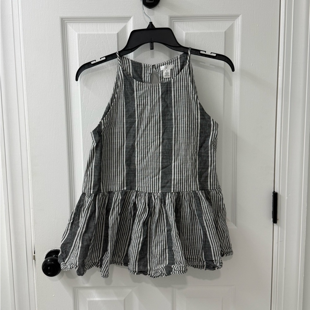 BP striped women’s ruffled tank top